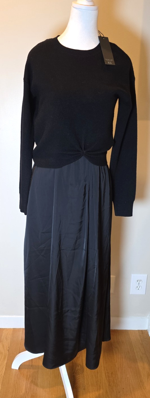 Rachel Zoe 2 Pc Black Twist Front Sweater Sleeveless Maxi Dress Set NWT M